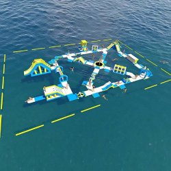 Parcours flottant gonflable 165P - Réf. MBL002-1-1-1-1-1-1-1-LI - 165 personnes - Dimensions 58,5x40m - Norme CE EN 25649