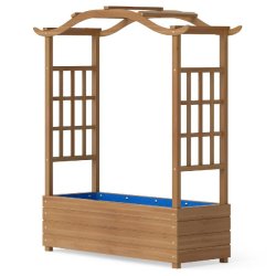Helloshop26 - Bac de jardin jardinière en bois massif 110 x 40 x 124 cm toit suspendu avec treillis latéraux en naturel 20_0018922 - Bois massif 300