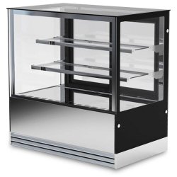 KLIMAITALIA Vitrine de pâtisseries ventilée inox et verre trempé. Portes coulissantes et lumières LED. Thermo num. T° +2°C/+10°C. Mod. DELUXE15