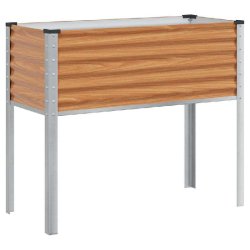 Helloshop26 - Cache-pot de jardin rectangulaire moderne 100,5 x 40,5 x 90 cm en acier galvanisé marron clair 02_0059058 - marron acier 3000240922480