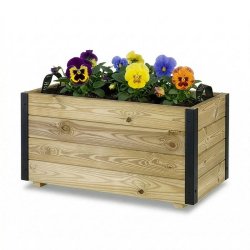 HORTALIA Jardinière Extérieure en Bois avec Renfort en Aluminium GHIO – Terrasse, Jardin ou Balcon – 80x40x40 cm - marron Bois manufacturé 700212-AL40
