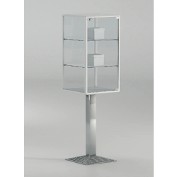 Vitrine d'exposition 3-PFPVA - Dimensions 43x43x157 cm - Tablettes amovibles et porte avec serrure