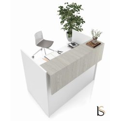 Banque d'accueil droite Torino Plus - 100, Non, Noyer grisé / blanc