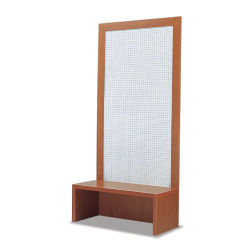 Vitrine 100/BVA - Présentoir mural en bois avec grille murale et base ouverte - Dimensions 104x46x218 cm