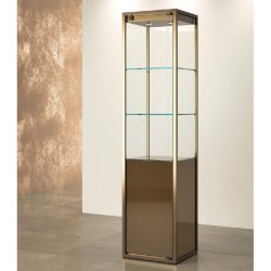 Vitrine T-Métal colonne 45x45xH190cm 2 spots LED, partie lacquée H76cm - bronze