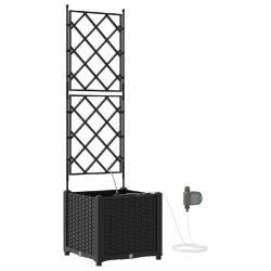 Helloshop26 - Cache-pot de jardin moderne pratique 40 x 40 x 142 cm finition épurée en acier noir 02_0058547 - noir acier 3000240652233