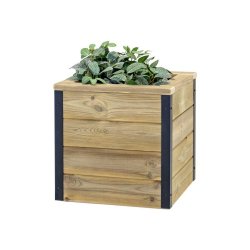 HORTALIA Jardinière en bois avec réserve d’eau Nidum 40 x 40 x 40 cm – Intérieur et extérieur - marron Bois massif N444AL