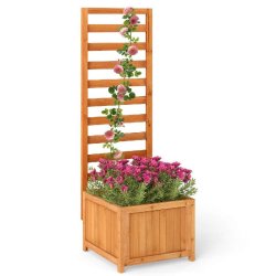 Helloshop26 - Jardinière avec treillis 42,5 x 40,5 x 123 cm pour plantes grimpantes design coloré en bois orange 20_0017947 - orange Bois massif 300