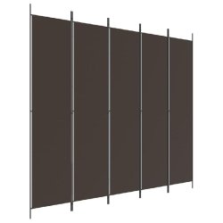 Décoshop26 - Paravent séparateur de pièce cloison 5 panneaux 250 x 220 cm tissu brun et fer DEC030984 - 3000258223227