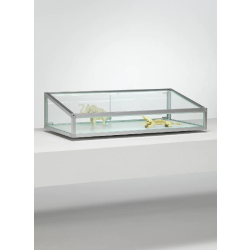 Vitrine plate inclinée C12TBVA - aluminium anodisé - design moderne en aluminium et verre trempé