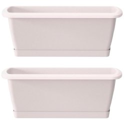 WellHome - Lot de 2 jardinières Respana avec support en plastique coloris blanc 78,6x18,4x14,5cm - blanc plastique polypropylène PK4269