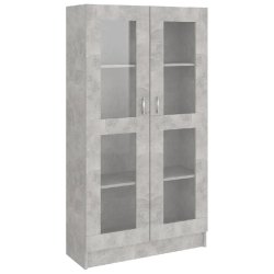 Helloshop26 - Armoire à vitrine classique 82,5 x 30,5 x 150 cm avec 4 compartiments style épuré en bois d'ingénierie gris béton 02_0047758 - gris