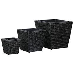 Helloshop26 - Jardinière lit surélevé plantes fleurs jardin 3 pièces jacinthe d'eau noir 02_0001344 - noir acier 3000077151534