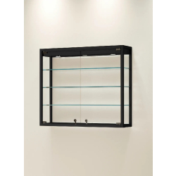 Vitrine TM/95PVA - Noir Muséo - 95x25x80 cm avec LED et étagères réglables