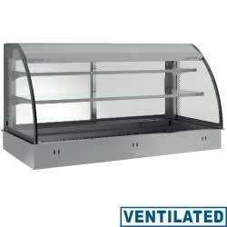 Élément top et vitrine réfrigérée ventilée sur 2 niveaux - ouverte (avec rideau) - 5x GN 1/1 - sans unité hermétique - DPA/TVA218-S