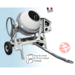 Bétonnière ST 225 - moteur monophasé ou thermique - tractable 90km/h - Cuve 225L - Malaxage 180L