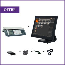 OFFRE PACK CAISSE ENREGISTREUSE TACTILE - BALANCE POIDS/PRIX - ECRAN 15 POUCES - IMPRIMANTE THERMIQUE