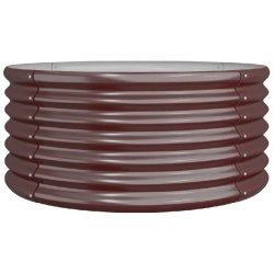 Helloshop26 - Lot de 2 jardinières de jardin ronde acier galvanisé grande profondeur 80 x 80 x 36 cm en acier marron 02_0046559 - marron acier 30002