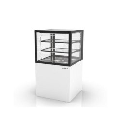 Vitrine neutre INTEGRA sur base - 600 mm - 3 niveaux - H1100 mm - IN60/50-110N | Sayl Barcelona- Accès Grab & Go - blanc 674005070384