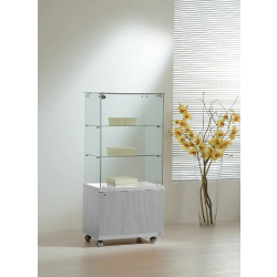 Vitrine d'exposition avec meuble bas 6/14MVA - gris - dimensions 60x40x130 cm - 2 tablettes amovibles et porte avec serrure