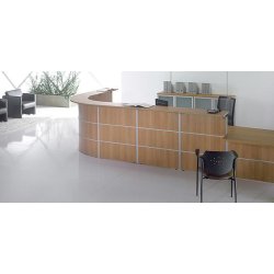 Banques d'accueil Rock Réception - Mobilier de bureau coloris poirier, modules variés et design chaleureux