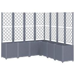 Helloshop26 - Jardinière bac lit surélevé plantes fleurs terrasse jardin avec treillis 160 x 160 x 140 cm PP gris 02_0038259 - gris 3000214159638