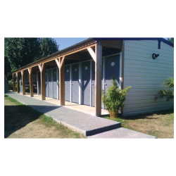 Sanitaires publics extérieurs - Bloc sanitaire ouvert en bois - Dimensions modulables 6000mm x 2885mm et 6000mm x 2000mm