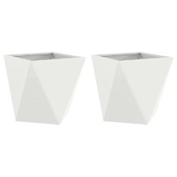 Helloshop26 - Lot de 2 jardinières modernes extérieures 50 x 50 x 50 cm en acier blanc 02_0053079 - blanc acier 3000237748017