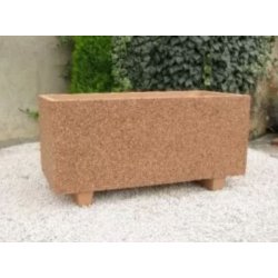 Jardinière rectangulaire Khepren en béton armé - Autostable - Option antigraffiti - Paire de pieds en option