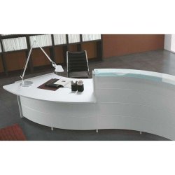 Banque d'accueil Luna - Module PMR - Panneaux mélaminés coloris au choix et top en verre satiné