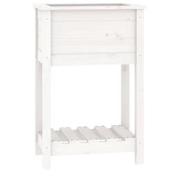 Helloshop26 - Jardinière bac lit surélevé plantes fleurs terrasse jardin avec étagère 54 x 34,5 x 81 cm bois massif de pin blanc 02_0038391 - bla