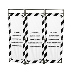 Barrière d'intervention 3 panneaux PVC ou Inox 304 - 1800 / INOX 304 / rayé Noir / Blanc (En panne)