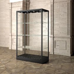 Vitrine Museum métal Colonne Socle 120x60xH200cm - livrée pré-montée - noir