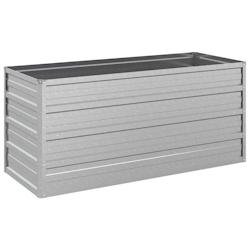 Helloshop26 - Jardinière bac lit surélevé plantes fleurs terrasse jardin de jardin 100 x 40 x 45 cm acier galvanisé argenté Argent 02_0039299 - a