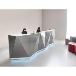 Banque d'accueil ALPHA - Verre laqué avec façade lumineuse LED et design minimaliste