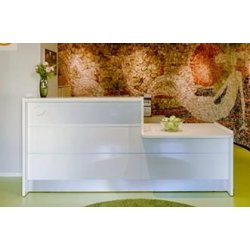 Banque d'accueil droite Valde avec accès bas - MDD. - 237, Blanc brillant, Droite