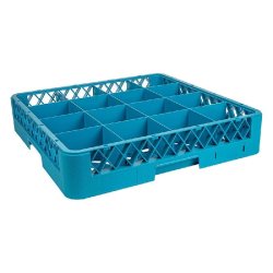 Casier de lavage verres 16 compartiments polypropylène 50x50x10 cm bleu