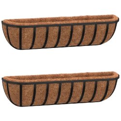 Helloshop26 - Lot de 2 jardinières murales en acier robuste 61 x 19 x 16 cm design décoratif jardin en coco noir 02_0046612 - noir acier 3000234335074