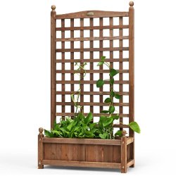 Helloshop26 - Jardinière avec treillis 63,5 x 28 x 122 cm espace de plantation grand design extérieur en bois marron foncé 20_0012197 - marron Bois