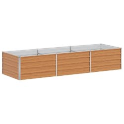 Helloshop26 - Jardinière surélevée acier galvanisé 240 x 80 x 45 cm design industriel chic jardin extérieur en acier marron clair - marron acier