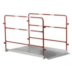 Passerelle de chantier - embase en tôle galvanisée - garde-corps époxy rouge RAL 3020