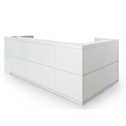 Banque d'accueil VOGUE - lignes épurées et habillage géométrique - personnalisable en coloris et modules