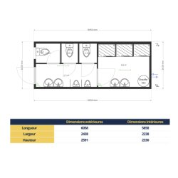 Module sanitaire 3x Douches / 3x WC