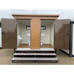 Double conteneur sanitaire avec dépôt de déchets - Cabine de toilettes neuve avec réservoir à déchets - Cabine sanitaire pour le camping