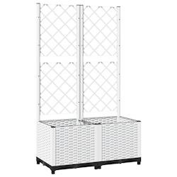 Helloshop26 - Jardinière bac lit surélevé plantes fleurs terrasse jardin avec treillis 80 x 40 x 136 cm PP blanc 02_0038305 - blanc 3000214156163