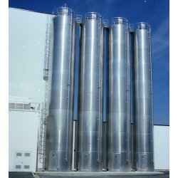 Silo de stockage en inox doté d'un filtre de dépoussiérage parfait pour stocker des poudres et granulés alimentaires - Capacité jusqu'à 500 m³