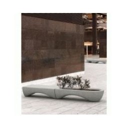 Jardinière en béton design Waves - BOW - Banc-jardinière multifonction 45x190x80cm, 295L