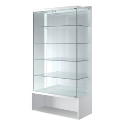 Vitrine d'exposition 120/VSVA - Double porte vitrée, 4 tablettes en verre, structure blanche élégante