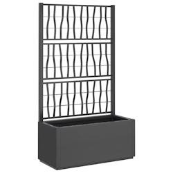 Helloshop26 - Jardinière bac lit surélevé plantes fleurs terrasse jardin avec treillis foncé 80 x 36 x 140 cm PP gris 02_0038379 - gris 3000214185958
