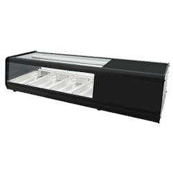 Vitrine réfrigérée pour tapas avec 4 gn 1/3 verre plat - 1105x400x300 mm - 160 W 230/1V - 13R48114 Eurast - inox 13R48114